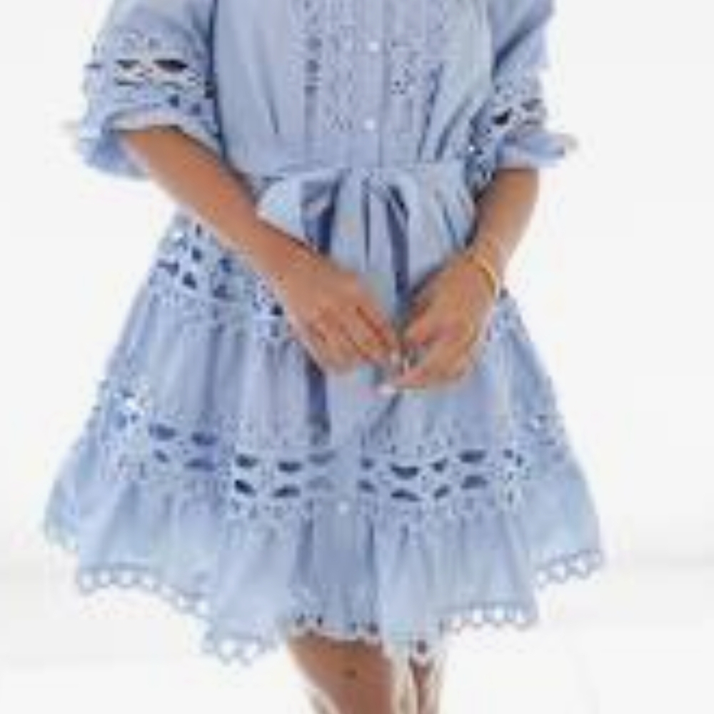The Impeccable Pig Blue Ruffled Tiered Sundress